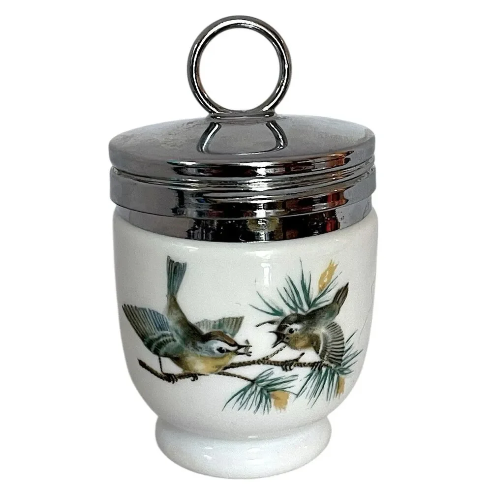 Set of 2 Vintage Royal Worcester 1960s "Woodland Birds" Porcelain Egg Coddlers - Picture 7 of 12